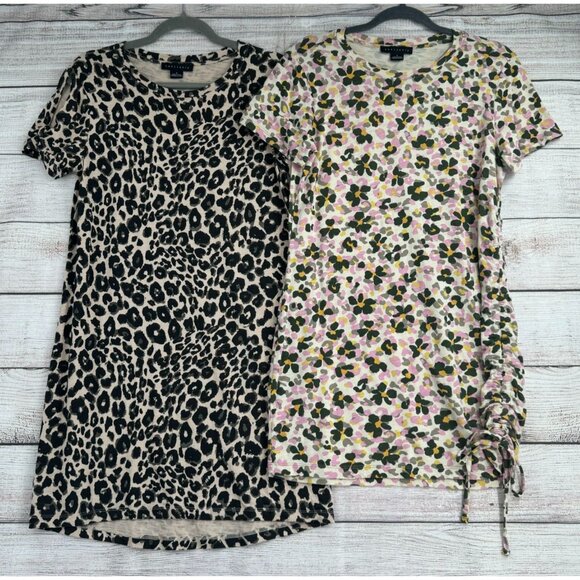 Lot of 2 Sanctuary Animal Print T-Shirt Dresses‎ Women's Size Small Cream/Beige - Picture 1 of 16